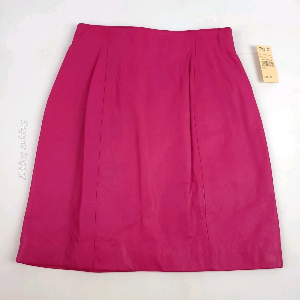 Wilson's The Leather Experts Size 6 Pink Leather Skirt New